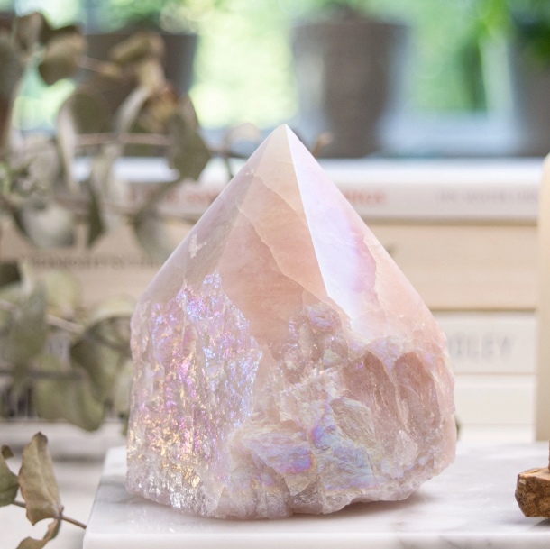 Rose Quartz Angel Aura Rough Cut