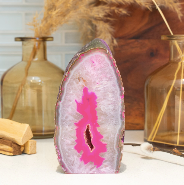 Pink Agate Crystal Stand