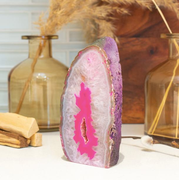 Pink Agate Crystal Stand