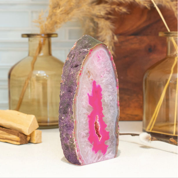 Pink Agate Crystal Stand