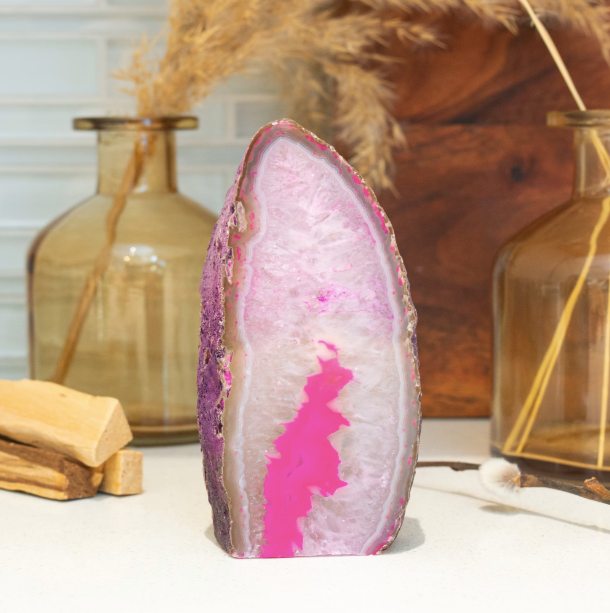 Pink Agate Crystal Stand