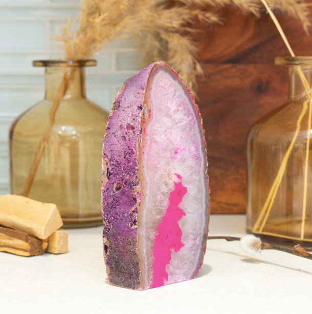 Pink Agate Crystal Stand