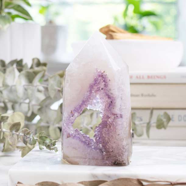 Agate Druze Geode Tower