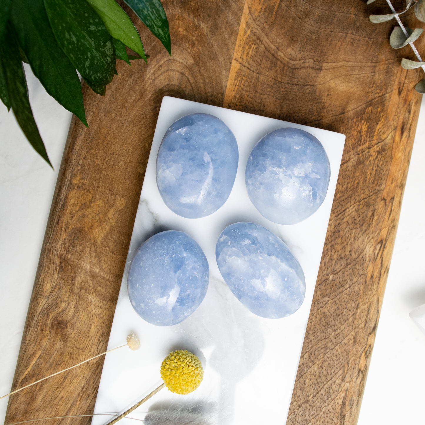 Blue Calcite Palm Stone